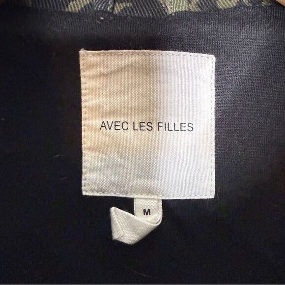 Avec Les Filles Jacket Green Olive Leopard Full Zip Military Women’s Sz M - Picture 4 of 4